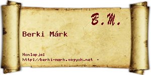 Berki Márk névjegykártya
